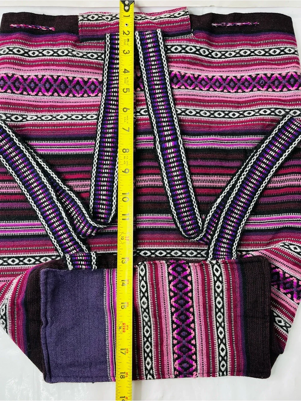 Authentic Mexican style unisex woven serape back sack drawstring